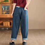 Retro Loose Harem Jeans with Elastic Waist