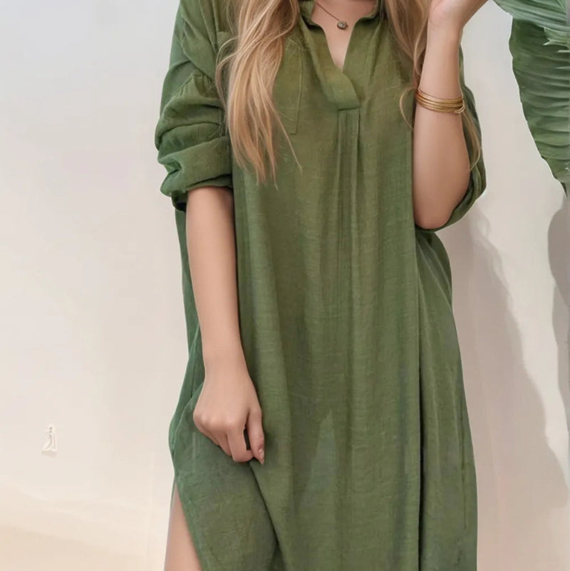 Bold Shirt Dress with Daring Side Slits