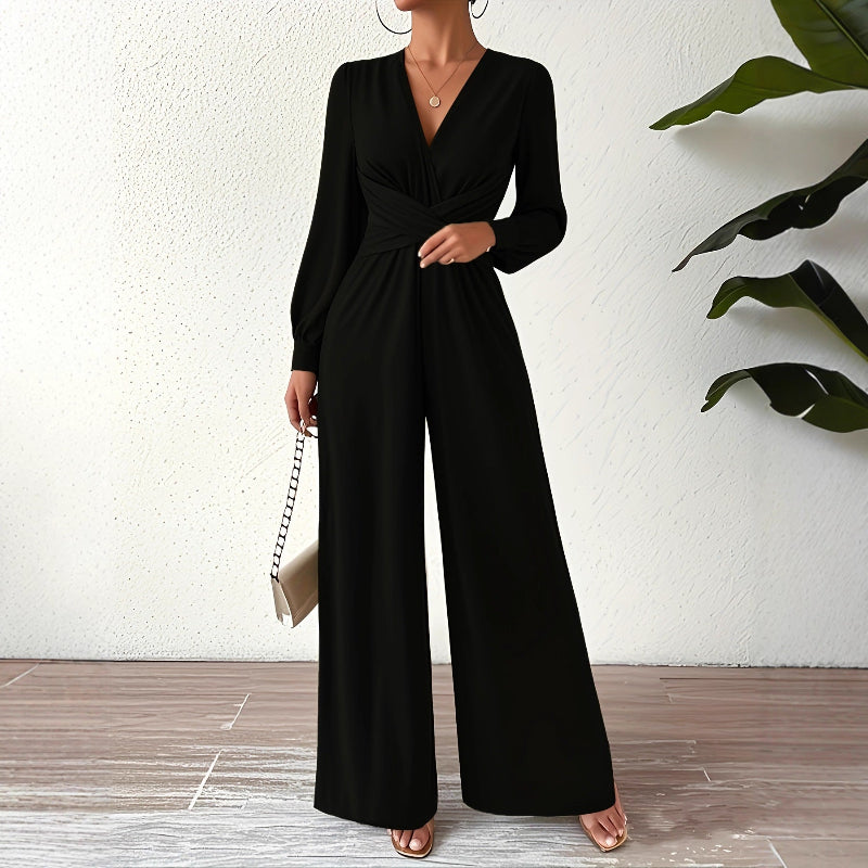 Elegant V-Neck Cross Tie Jumpsuit