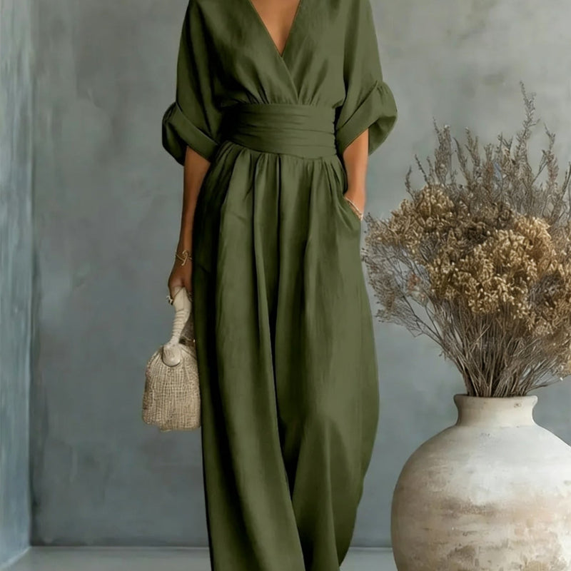 Short-Sleeved Jumpsuit - green