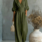 Short-Sleeved Jumpsuit - green