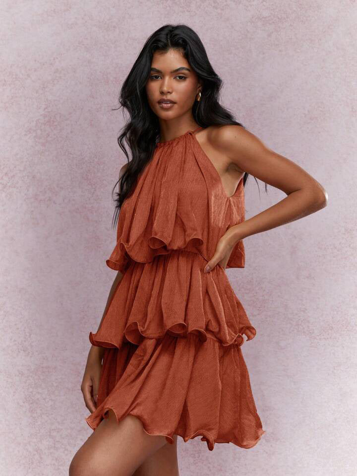 Ruffled Hem Elegant Mini Party Dress