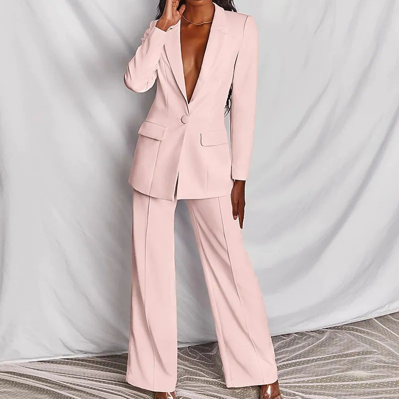Chic Blazer and Straight-Leg Pant Set