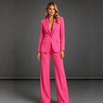 Slim Fit Blazer and Dress Pants Two Piece Office Suit - pink