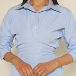 Blue Striped Single-breasted Maxi Shirt Dress