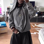 Casual Hooded Loose Sweatshirt - grey