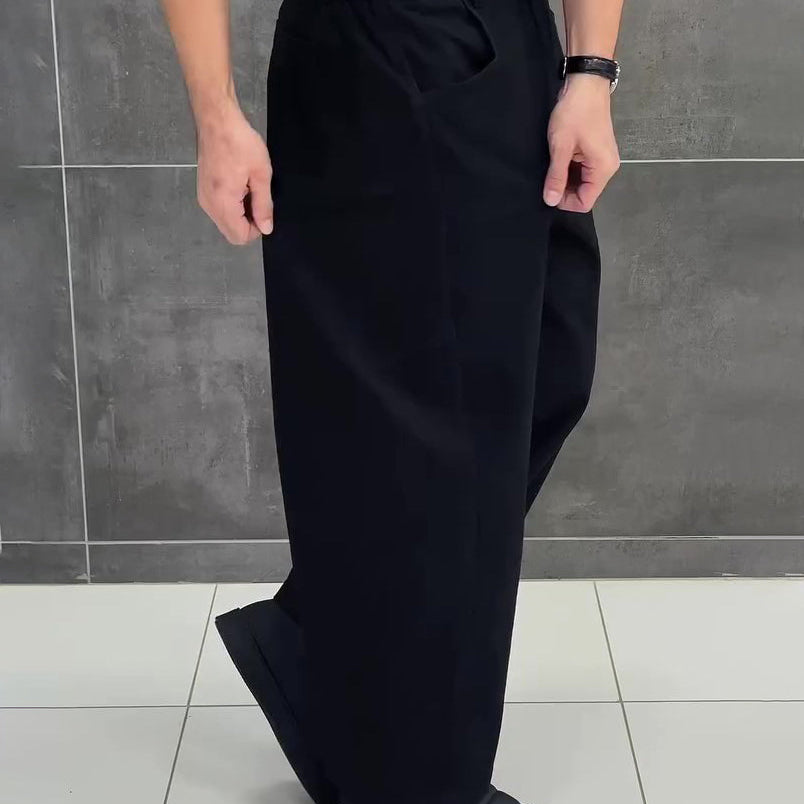 Black 3D Tailored Wide-Leg Cropped Pants