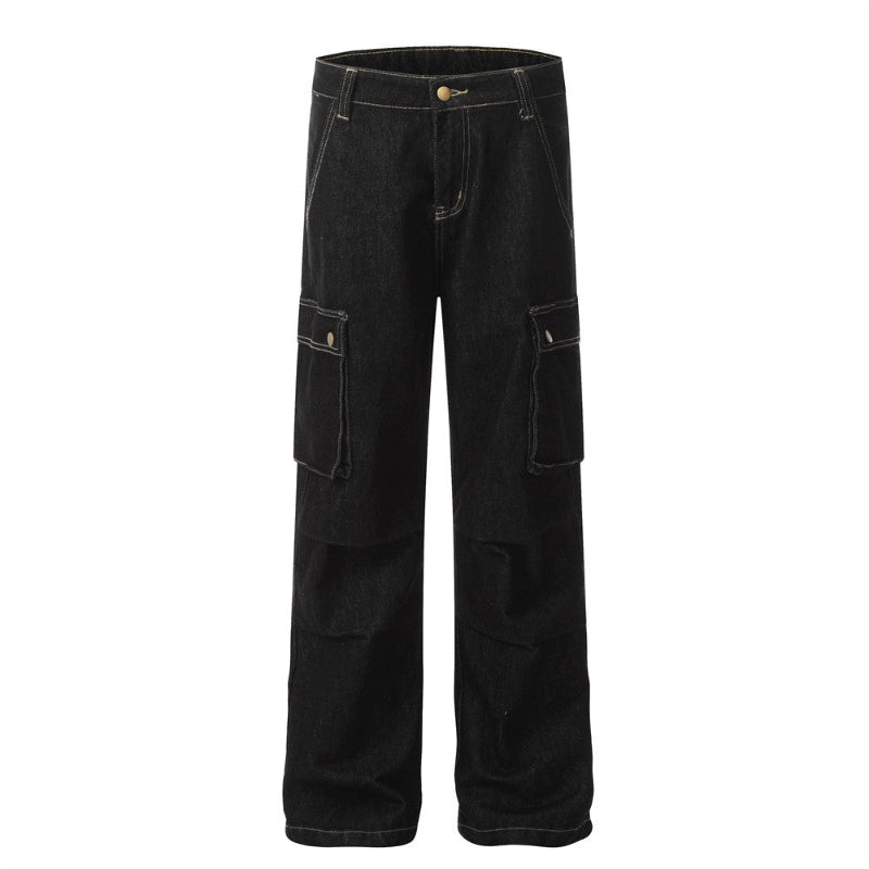 Retro Revival: The Ultimate Multi-Pocket Workwear Jeans - black