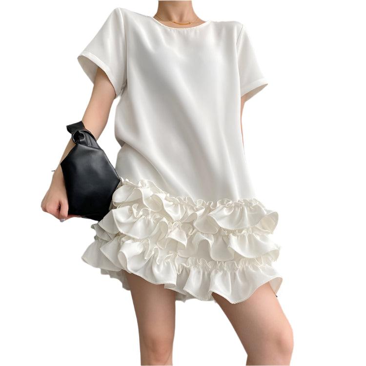 Hepburn Style Ruffle Edge Dress