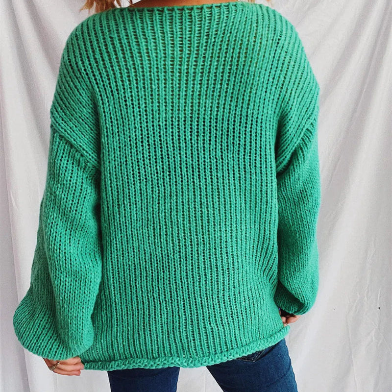 Boat Neck Dropped Shoulder Sweater - runwayfashionista.com