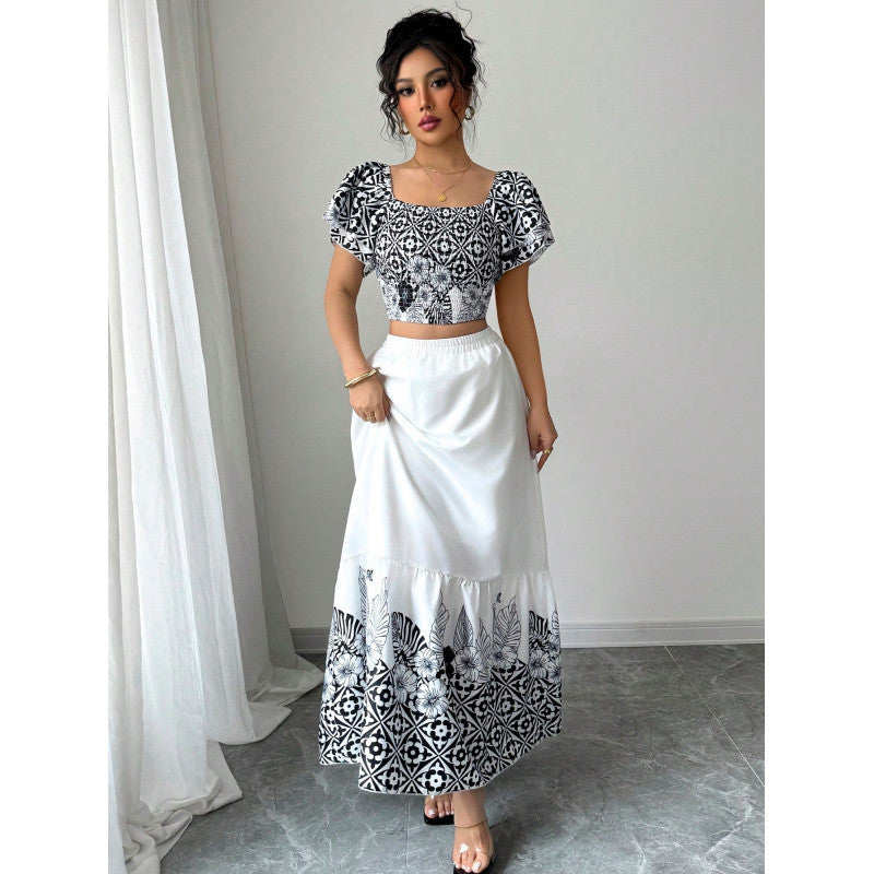 Printed A-Line Dress Set for a Daring Look