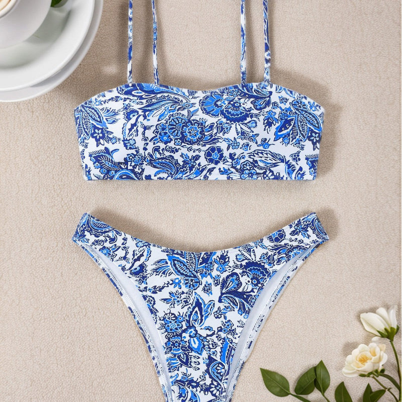 Porcelain Print Two-Piece Swimsuit
