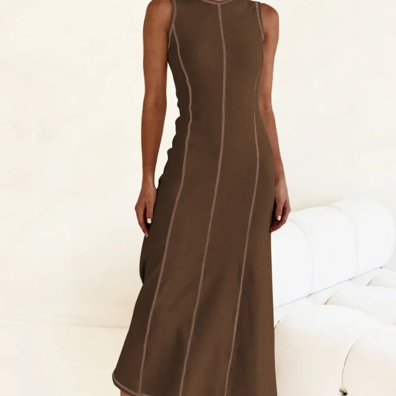 Contrast Stitching Maxi Tank Dress