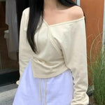V-neck Off Shoulder Hoodie