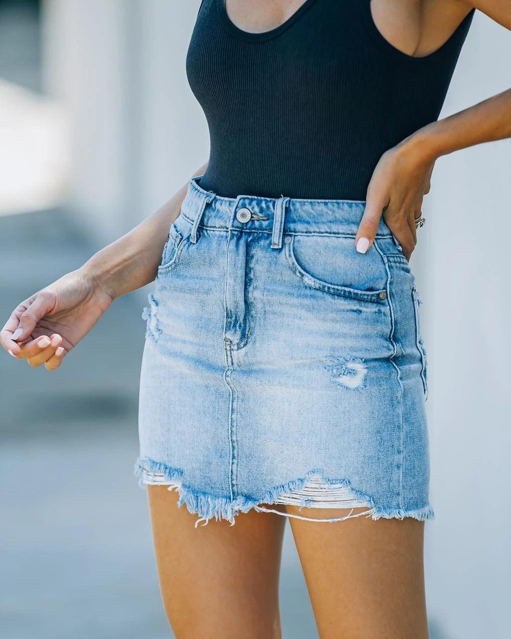 Ripped Raw Short Skirt - runwayfashionista.com