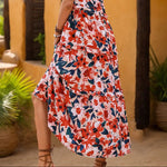 Frill Backless Printed Sleeveless Midi Dress - rnwayfashionista.com