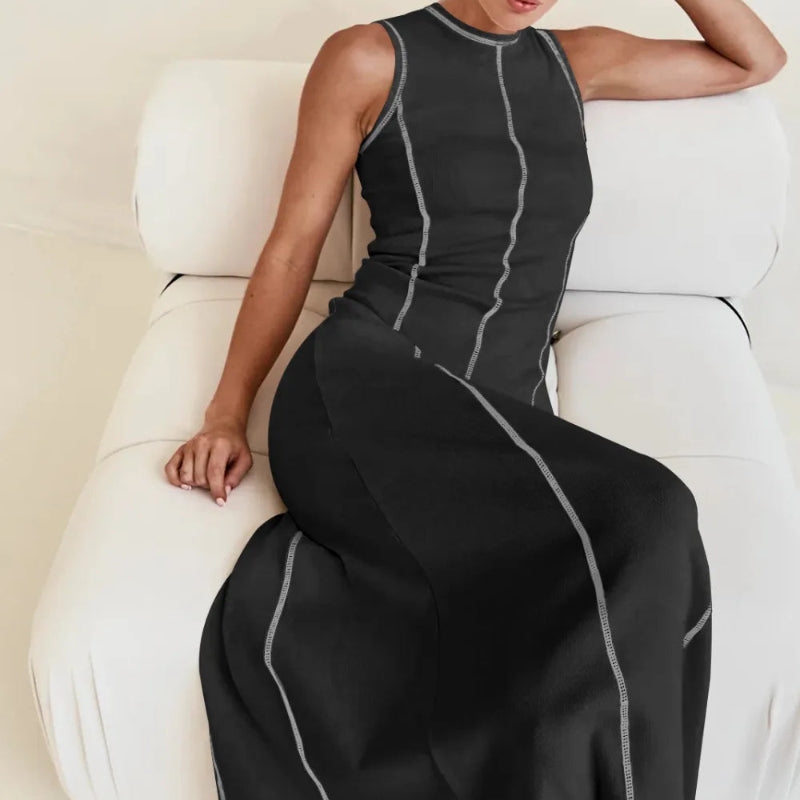 Contrast Stitching Maxi Tank Dress