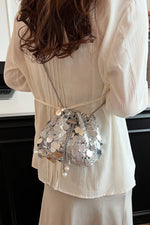 Drawstring Sequin Crossbody Bag - rnwayfashionista.com