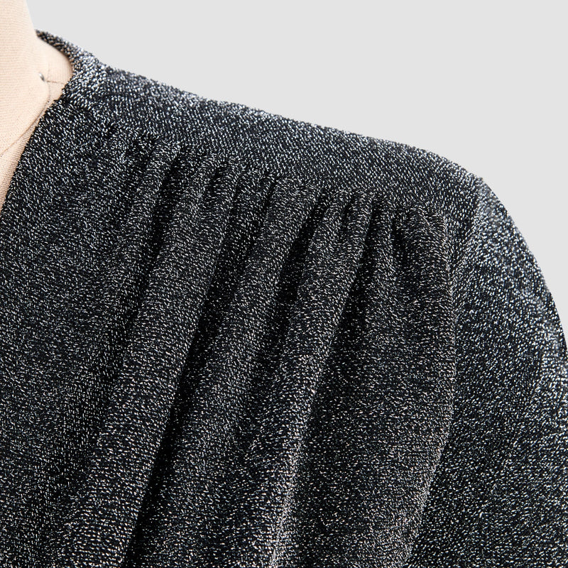 Deep V Long Sleeve Bodycon Maxi Dress
