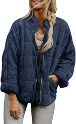 Zip-up Stand Collar Coat With Pockets