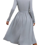 Surplice tie waist long sleeve midi dress - runwayfashionista.com
