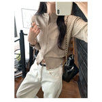 Preppy Style Hollow Out Pattern Round Neck Knit Cardigan: The Seasonal Soft Layer - oatmeal