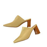 Thick Heel Half Slippers