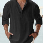 Casual Cotton Linen Shirt - black