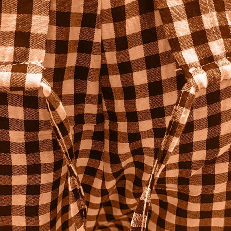 Plaid Round Neck Half Sleeve Top and Pants Set -runwayfashionista.com