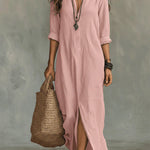 Long-sleeve Maxi Dress -pink