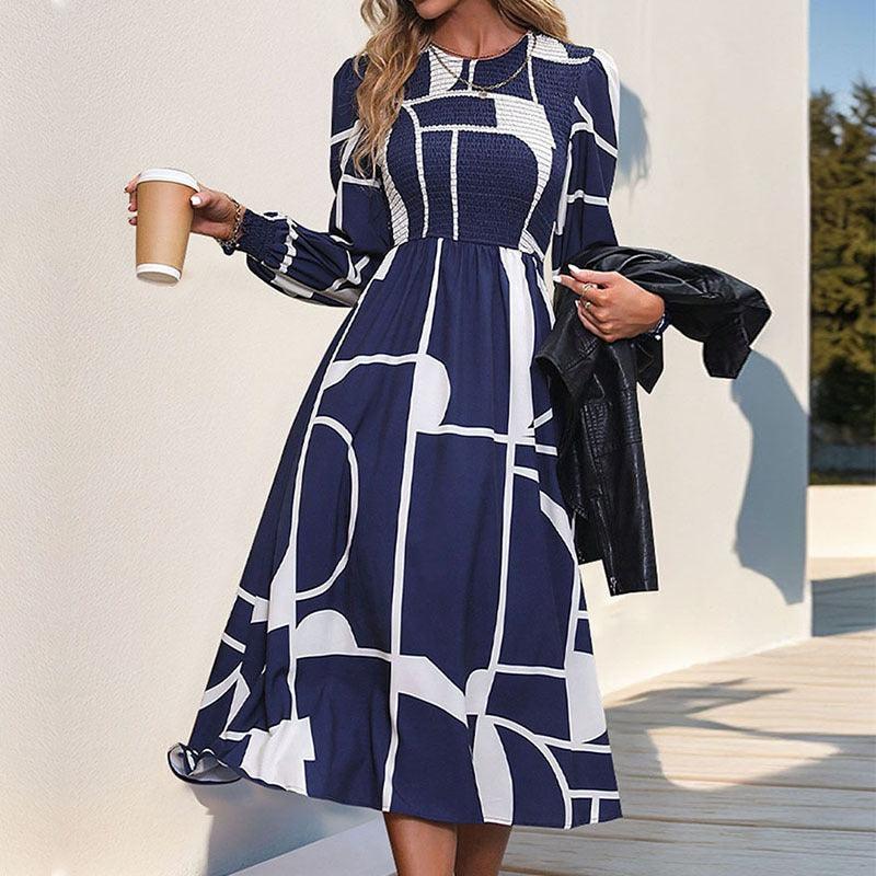 Long Sleeved Printed Dress