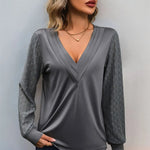 V-Neck Long Sleeve Top - runwayfashionista.com