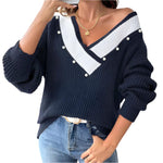 V-neck loose sweater -runwayfashionista.com