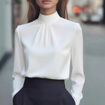 Elegant Pleated Long-Sleeve Shirt