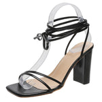Lace up peep toe sandals - runwayfashionista.com
