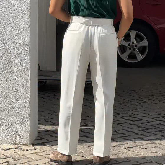The Architectural Pleated Trouser in Blanc - white