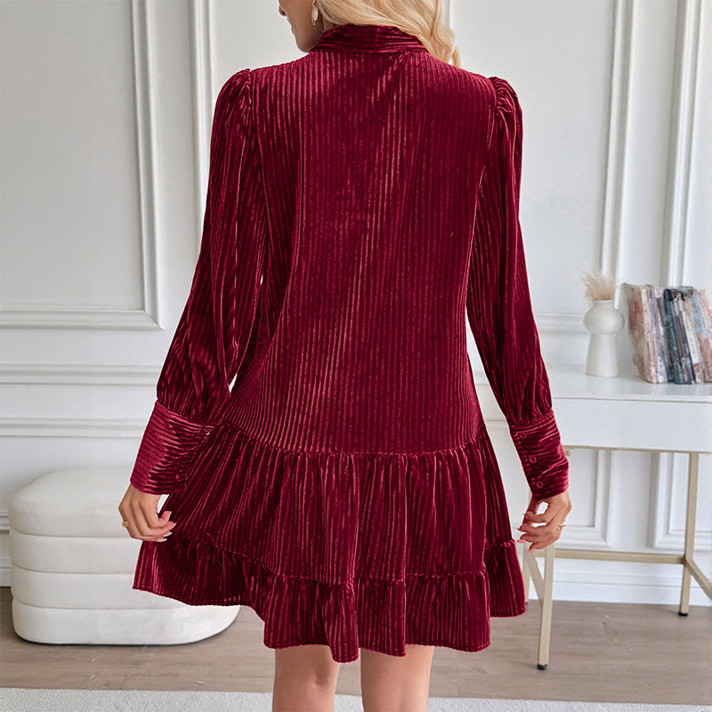 Elegant Burgundy Velvet Mini Dress