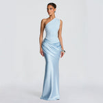 Off-shoulder Bodycon Sleeveless Evening Party Gown - Light blue
