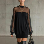 O Neck Long Sleeve Pullover Party Dresses - black