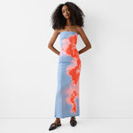Bold & Chic: Strapless Floral Slip Midi Dress