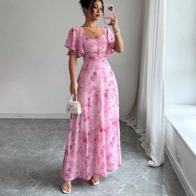 Elegant Slim Midi Dresses - pink