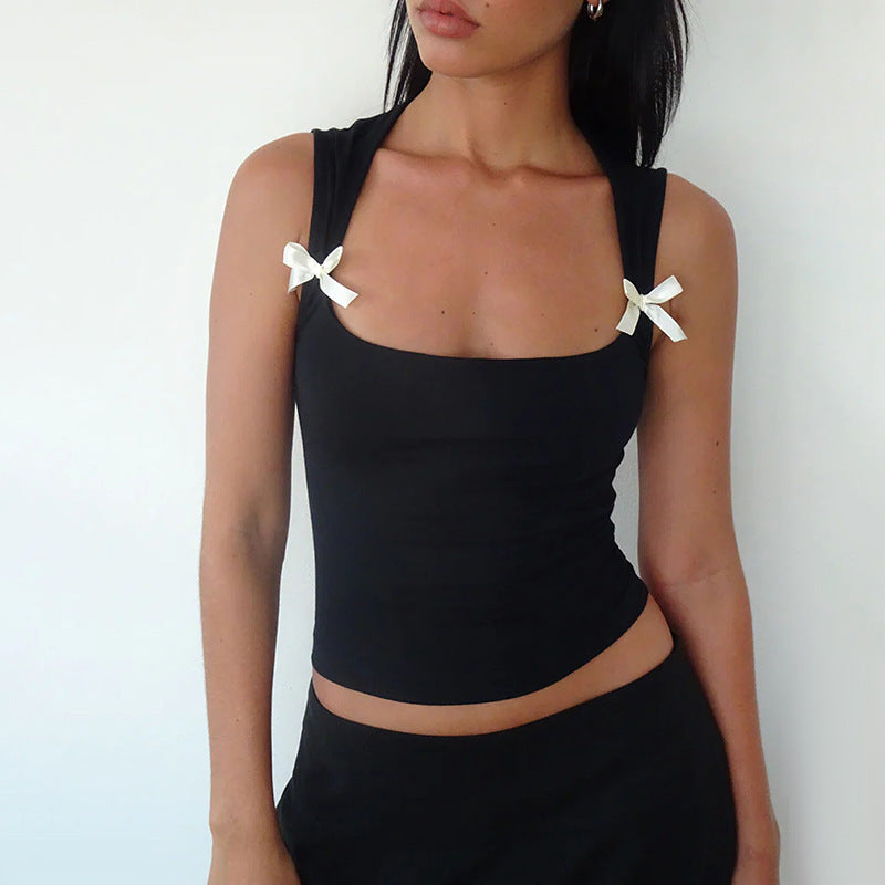 The Romantic Revival: Y2K Streetwear Strapless Camisole Top - black