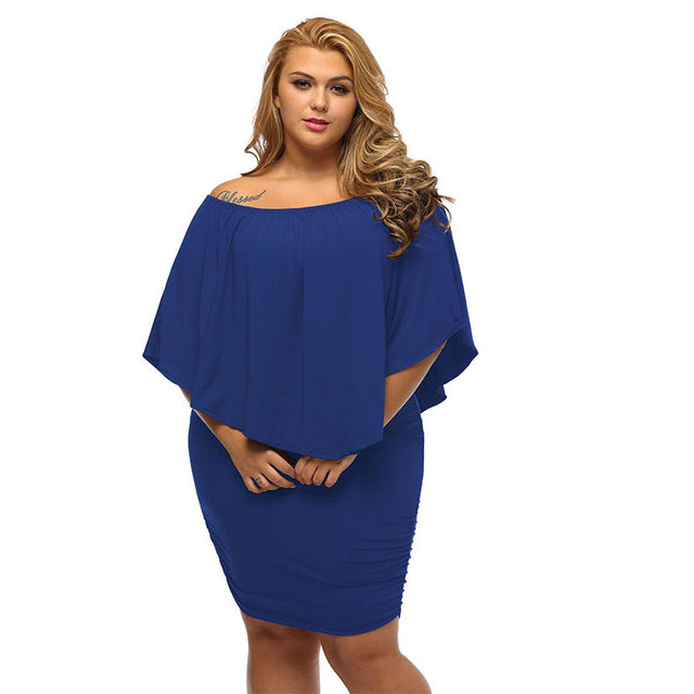 Unforgettable Allure: The Sleek Plus-Size Mini Dress - Blue