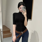 Minimalist Black High-Neck Base T-shirt