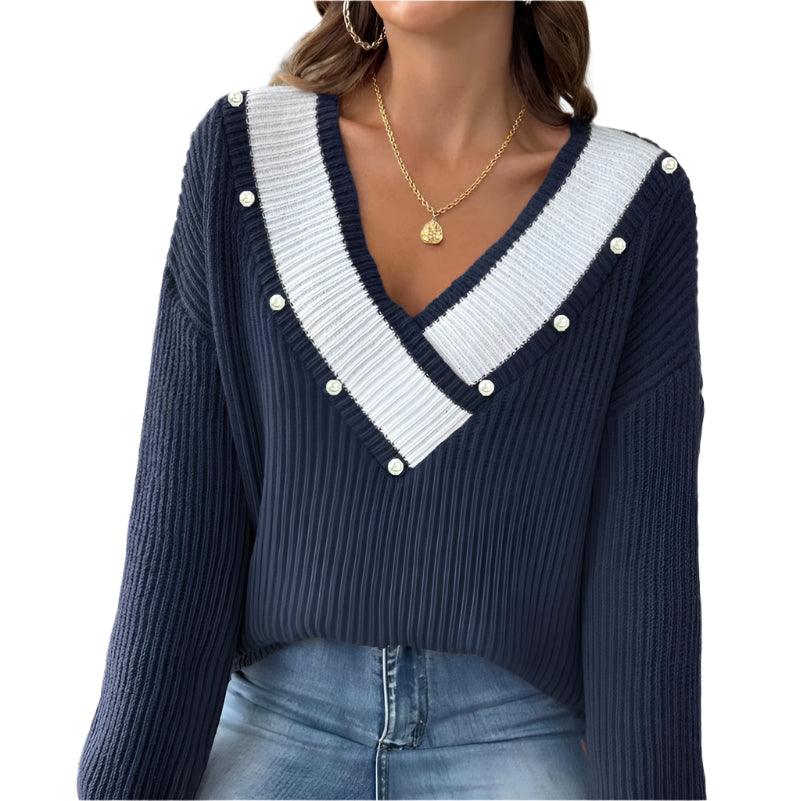 V-neck loose sweater -runwayfashionista.com