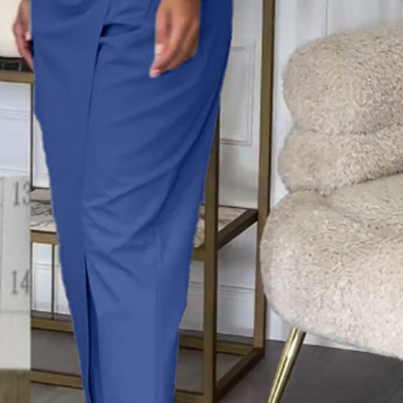 Effortless Elegance: The Casual Irregular Fit Slimming Pants - blue