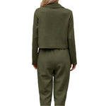 Plaid texture snap down top and pants set - runwayfashionista.com