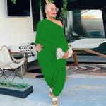 Off Shoulder Draped Haren Jumpsuit - runwayfashionista.com