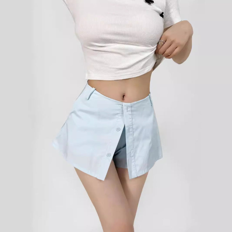 Fake two mini pants skirts