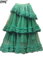 Multi-layer Fungus Edge Stitching Mesh Skirts - runwayfashionista.com